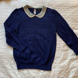J. Crew Peter Pan Collar Sweater in Navy, Size S